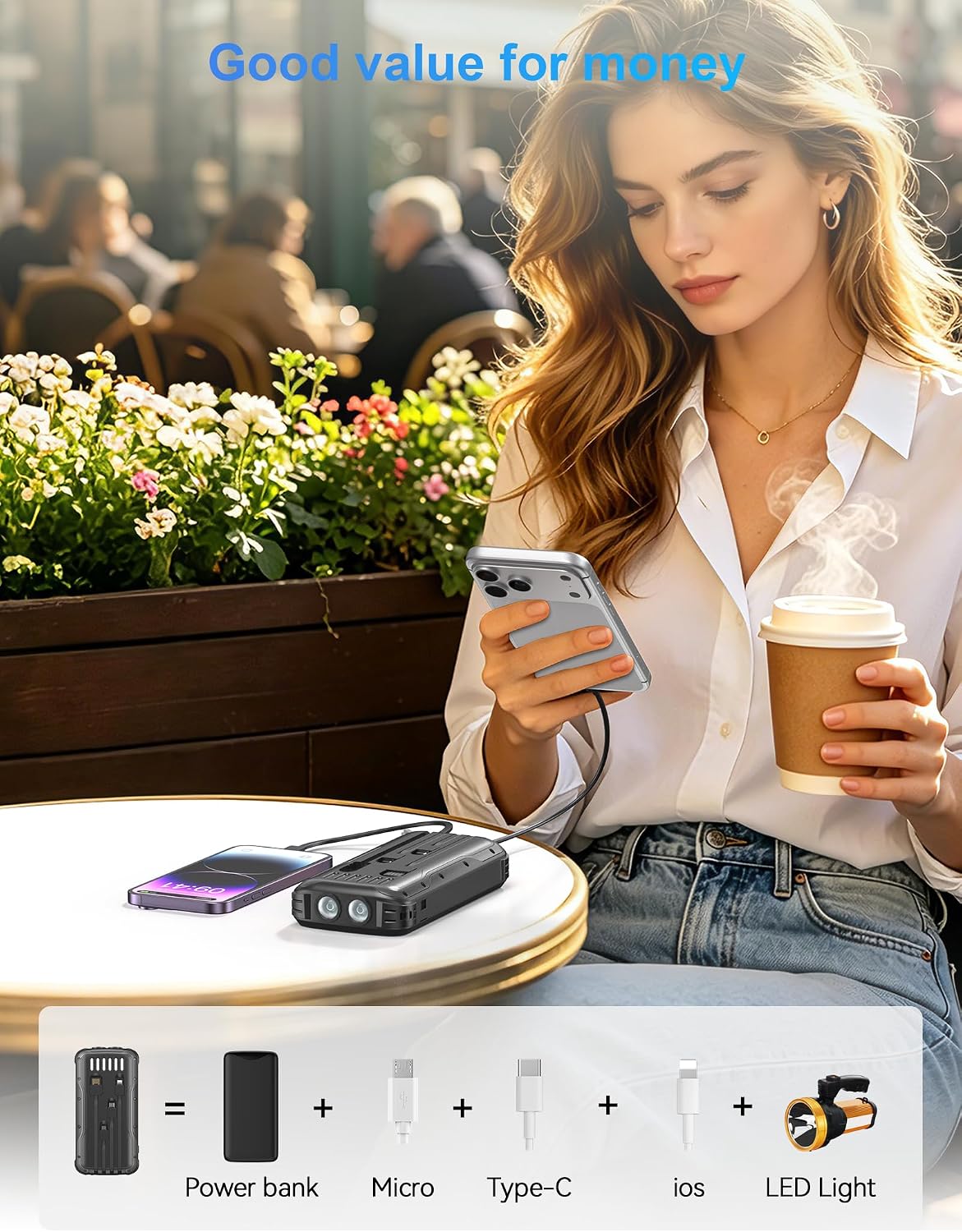 SOXONO Cargador Solar Power Bank, PD 20W Carga Rápida Batería Exter...
