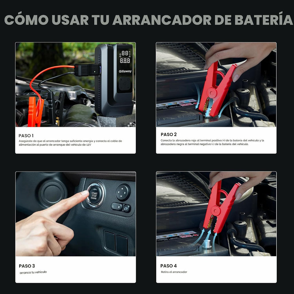 Arrancador portátil de arranque de automóvil de 6000 A con inflador...