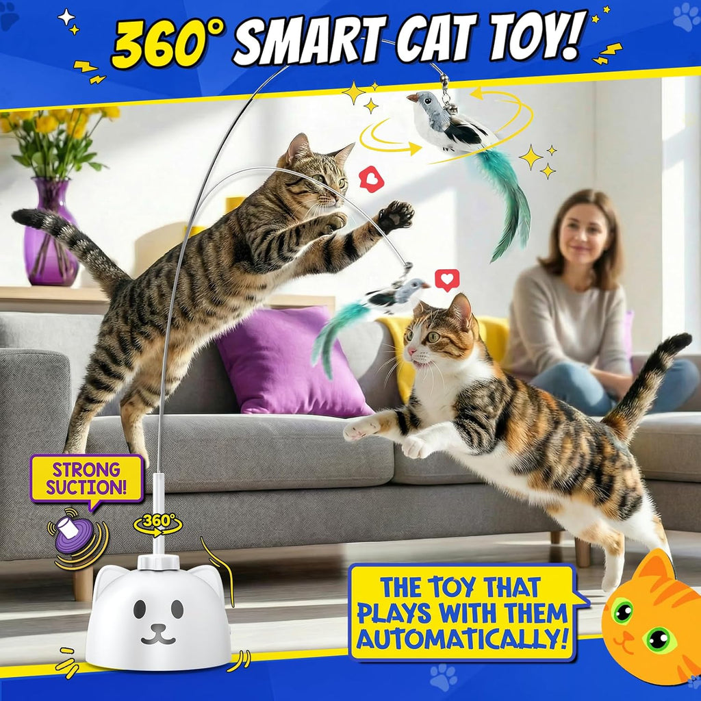CATPICK Juguetes interactivos para gatos de interior, juguete autom...