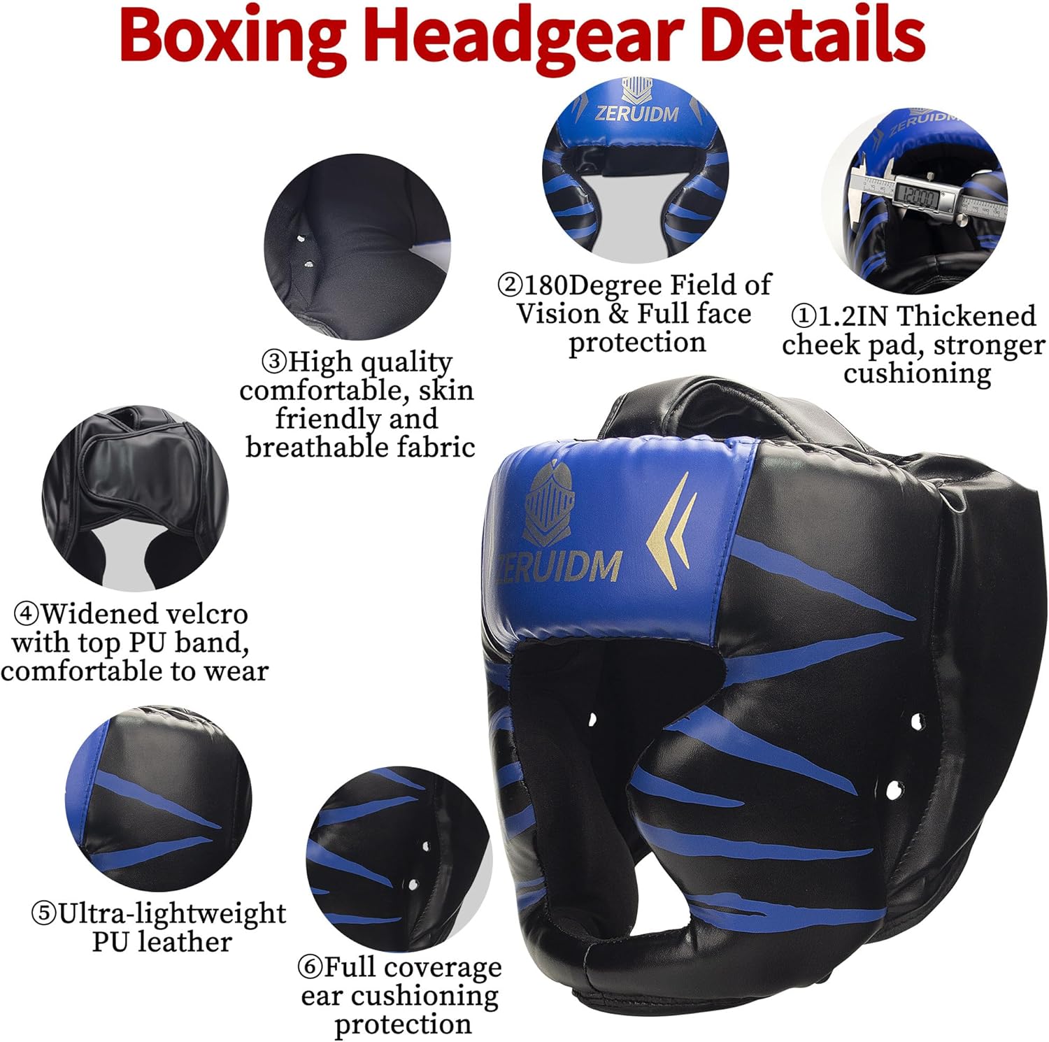 Juego de casco y guantes de boxeo 6 en 1, protector de cabeza de se...
