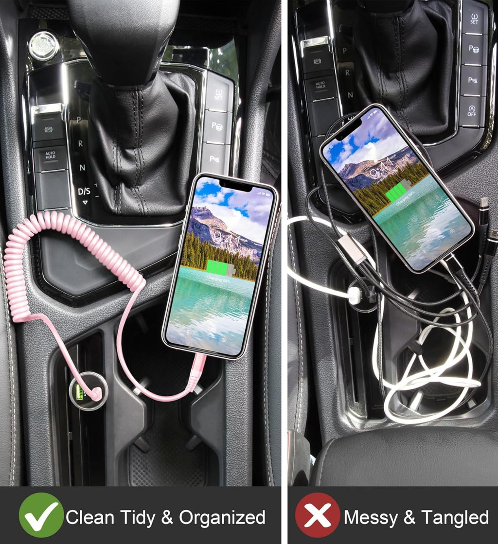 Cable de carga para iPhone para automóvil de 3 pies, paquete de 2 c...