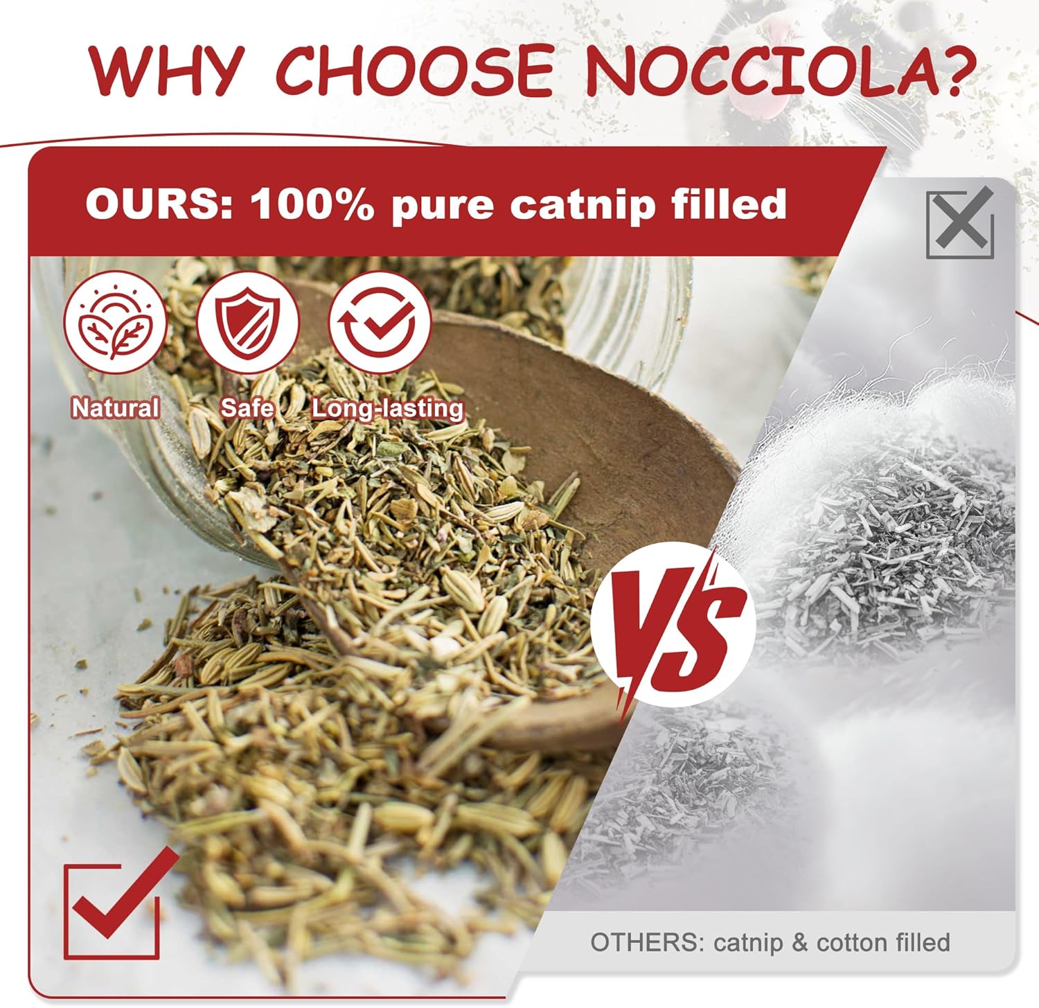Nocciola Paquete de 3 juguetes de hierba gatera para gatos, diverti...