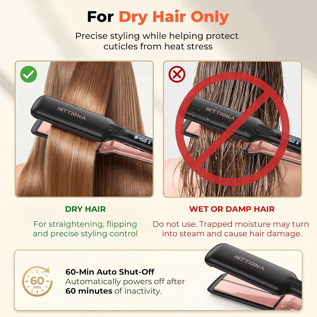 HITTIONA Plancha de cerámica de 1.75 pulgadas de ancho para mujeres...