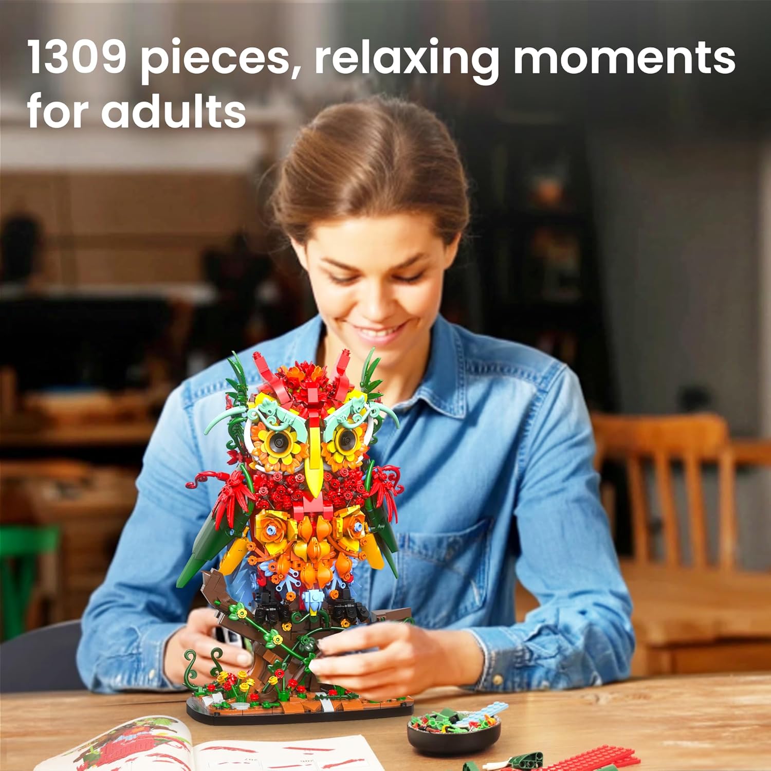 Sillbird Juegos de construcción de flores de búho para adultos, reg...