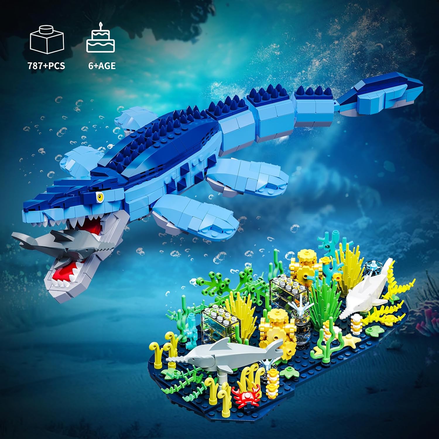 Dinosaur World Mosasaurus - Juego de construcción compatible con ju...