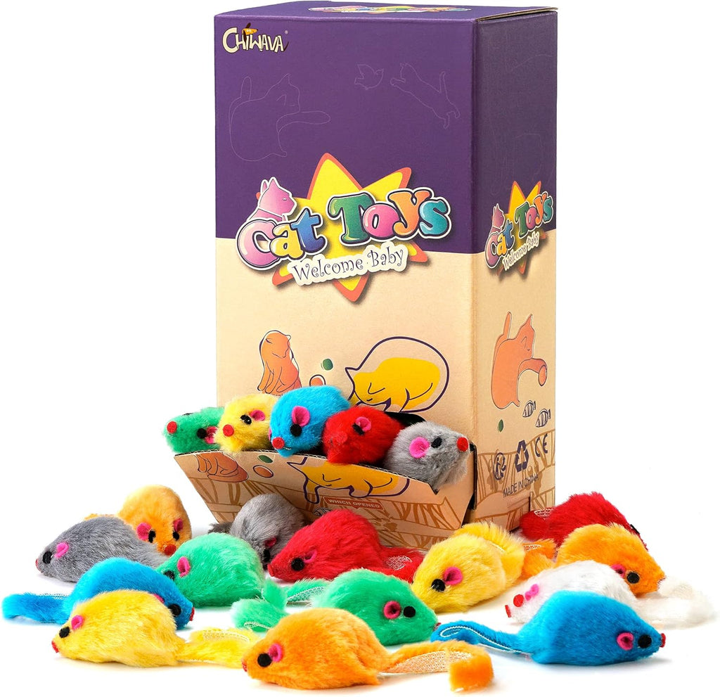 CHIWAVA 36PCS 4.1 '' Peludo Gato Juguete Ratones Sonajero P...