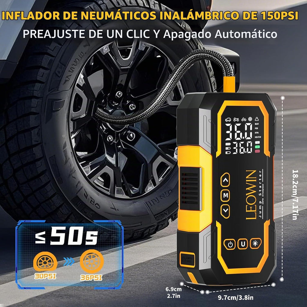 Arrancador con compresor de aire, arrancador de batería portátil (9...