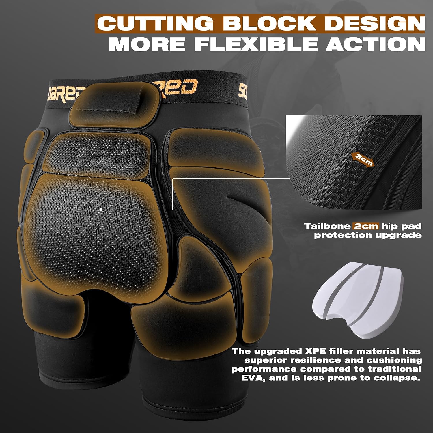 Soared - Shorts acolchados con protección 3D para cadera y glúteos...