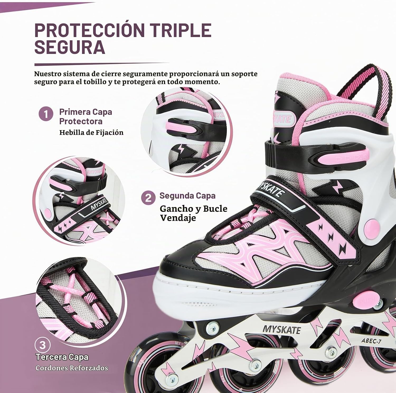 Lightning Adjustable 4 Sizes Inline Skates with Full Light up Wheel...