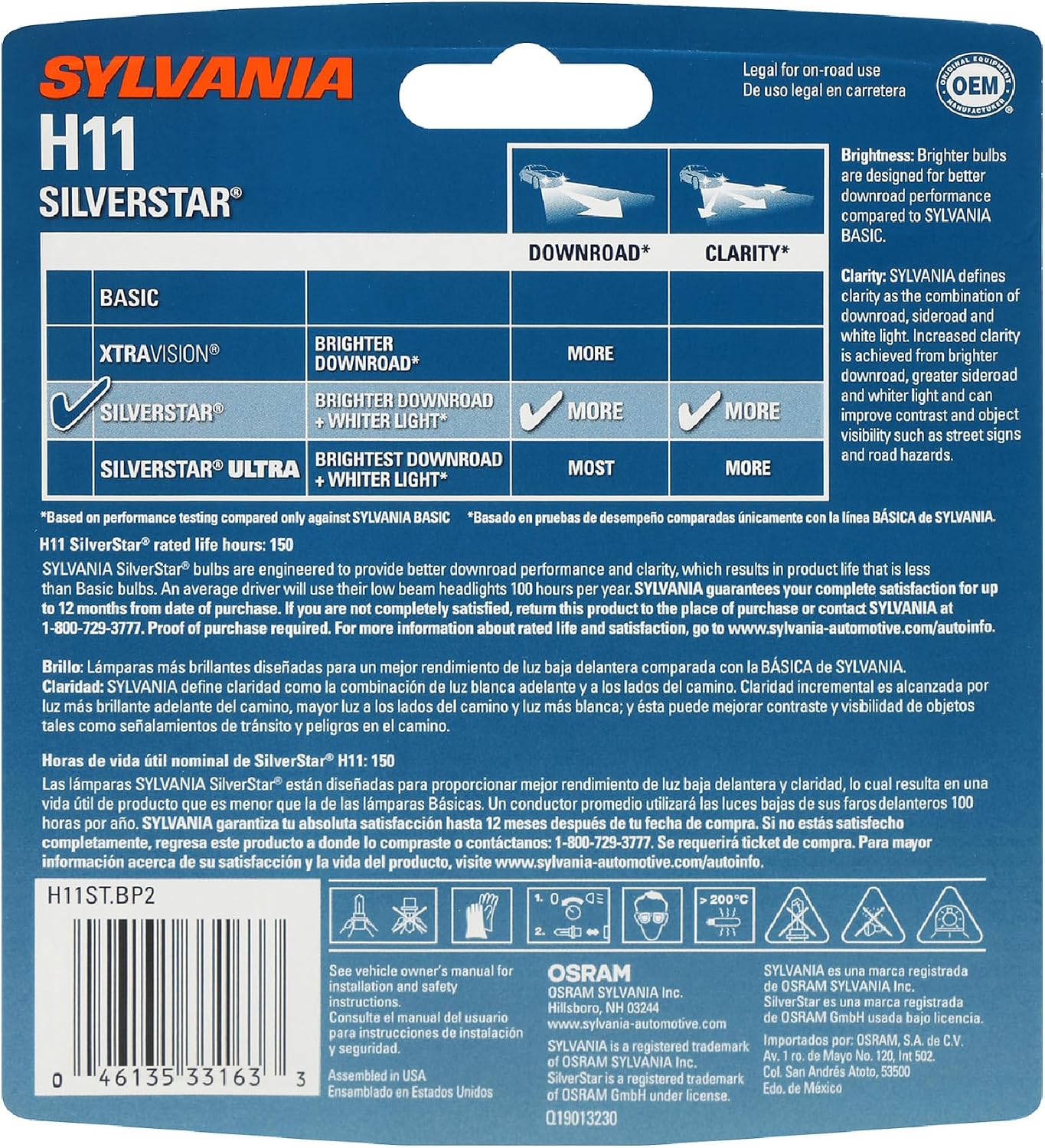 Foco halógeno faro de alto rendimiento Sylvania 9003 (también encaj...