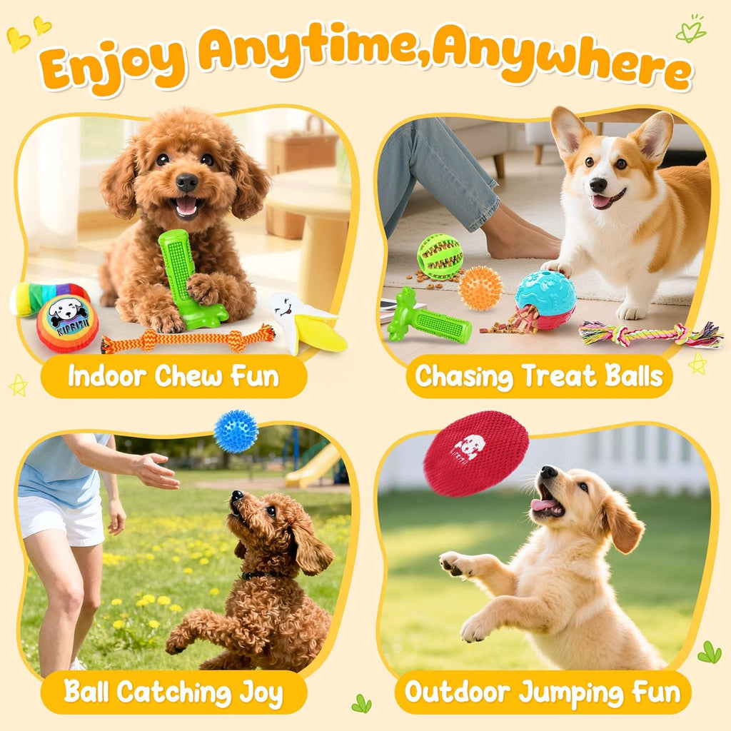 KIPRITII Juego de 25 juguetes para perros, ideal para dentición, en...