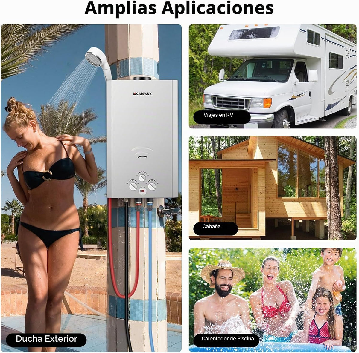 CAMPLUX Calentador de agua sin tanque, calentador de agua propano d...