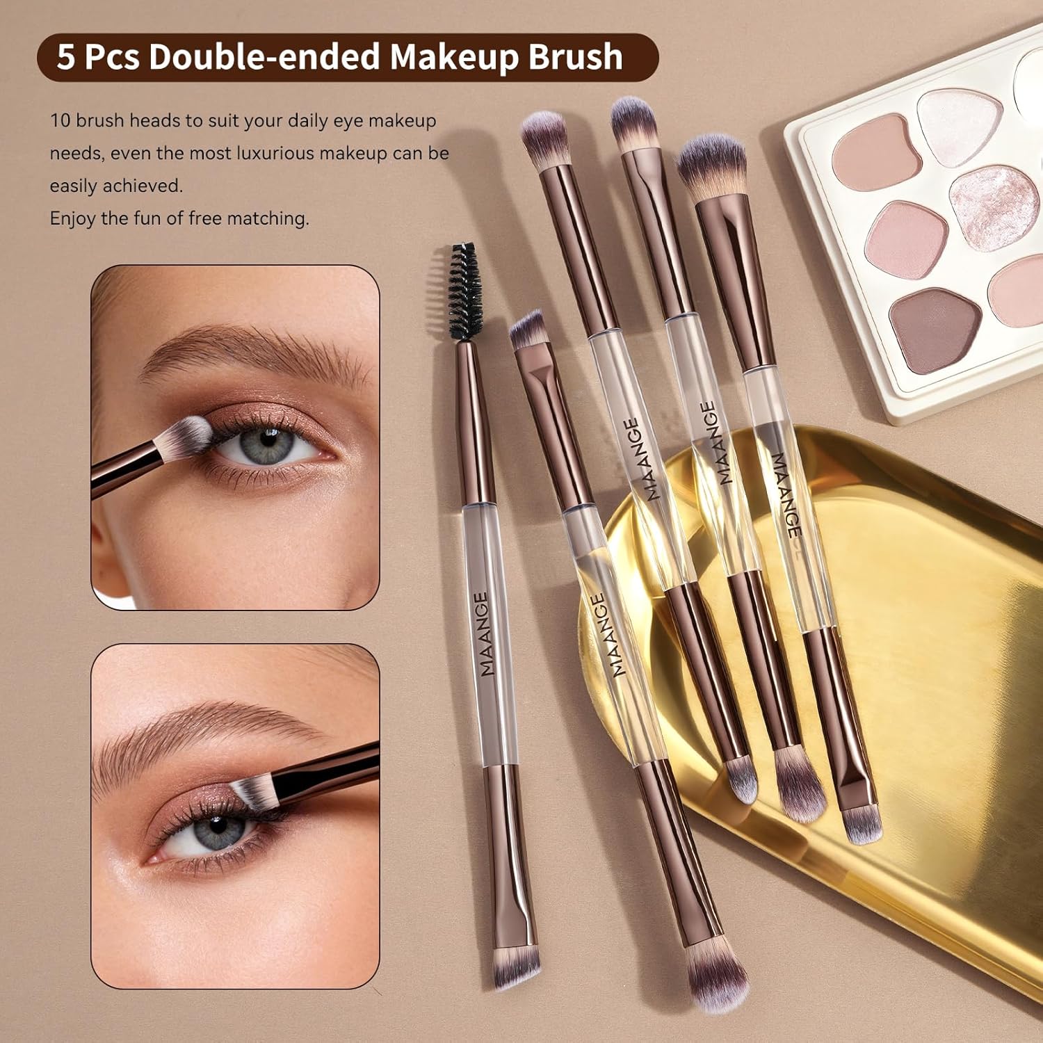 MAANGE Juego de 7 pinceles de maquillaje con bolsa, brochas de maqu...