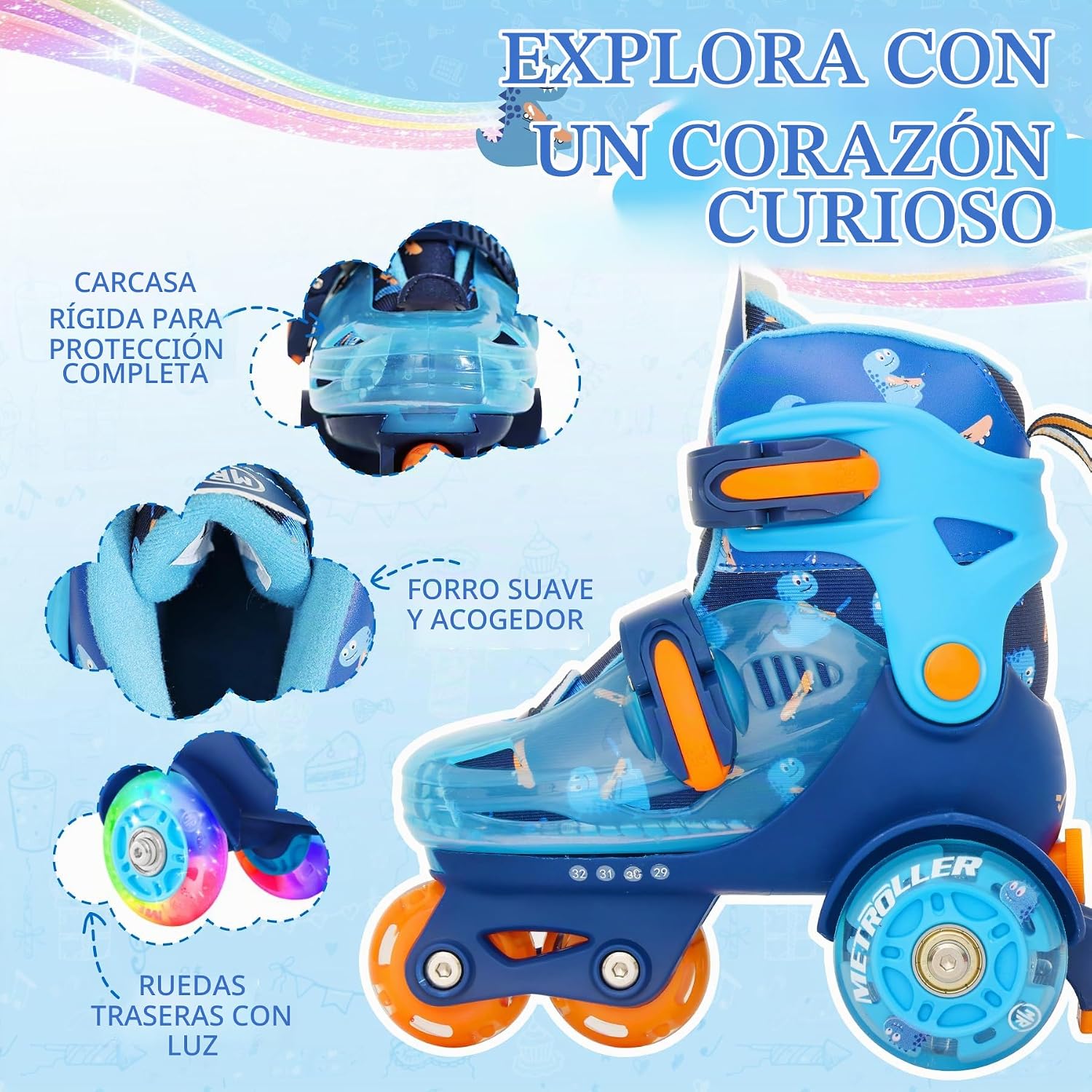 METROLLER Patines de equilibrio con ruedas ajustables para niños pe...