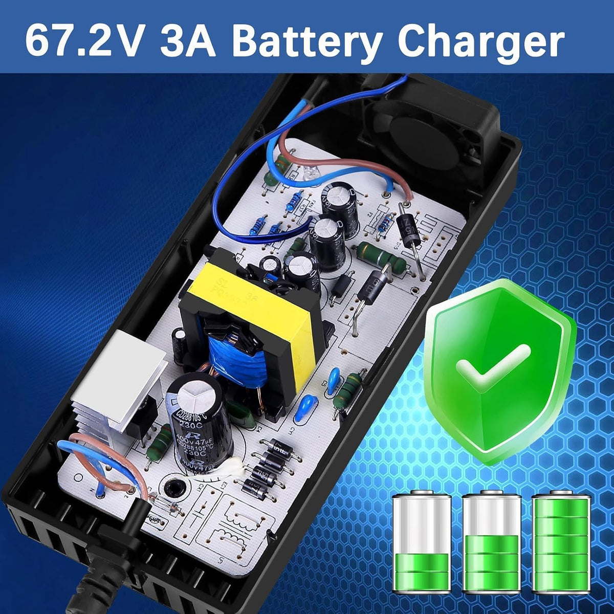 Cargador 67.2V 3A 4 enchufes para CityCoco 1000W Fat Tire Scooter,...