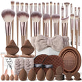 HGHDBT Juego de 53 brochas de maquillaje marrón, kit de maquillaje...