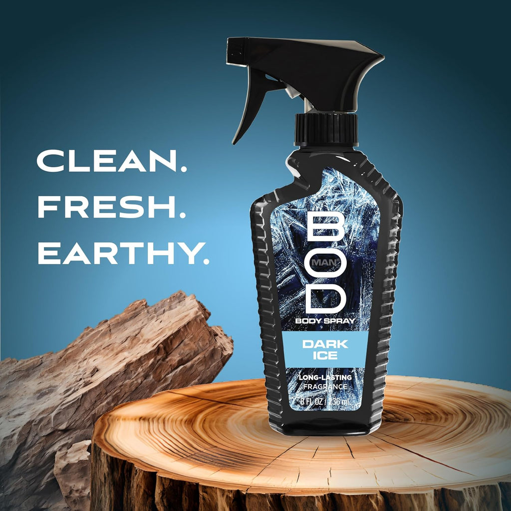 BOD man Fragancia corporal en aerosol, hielo oscuro, 8 onzas líquid...