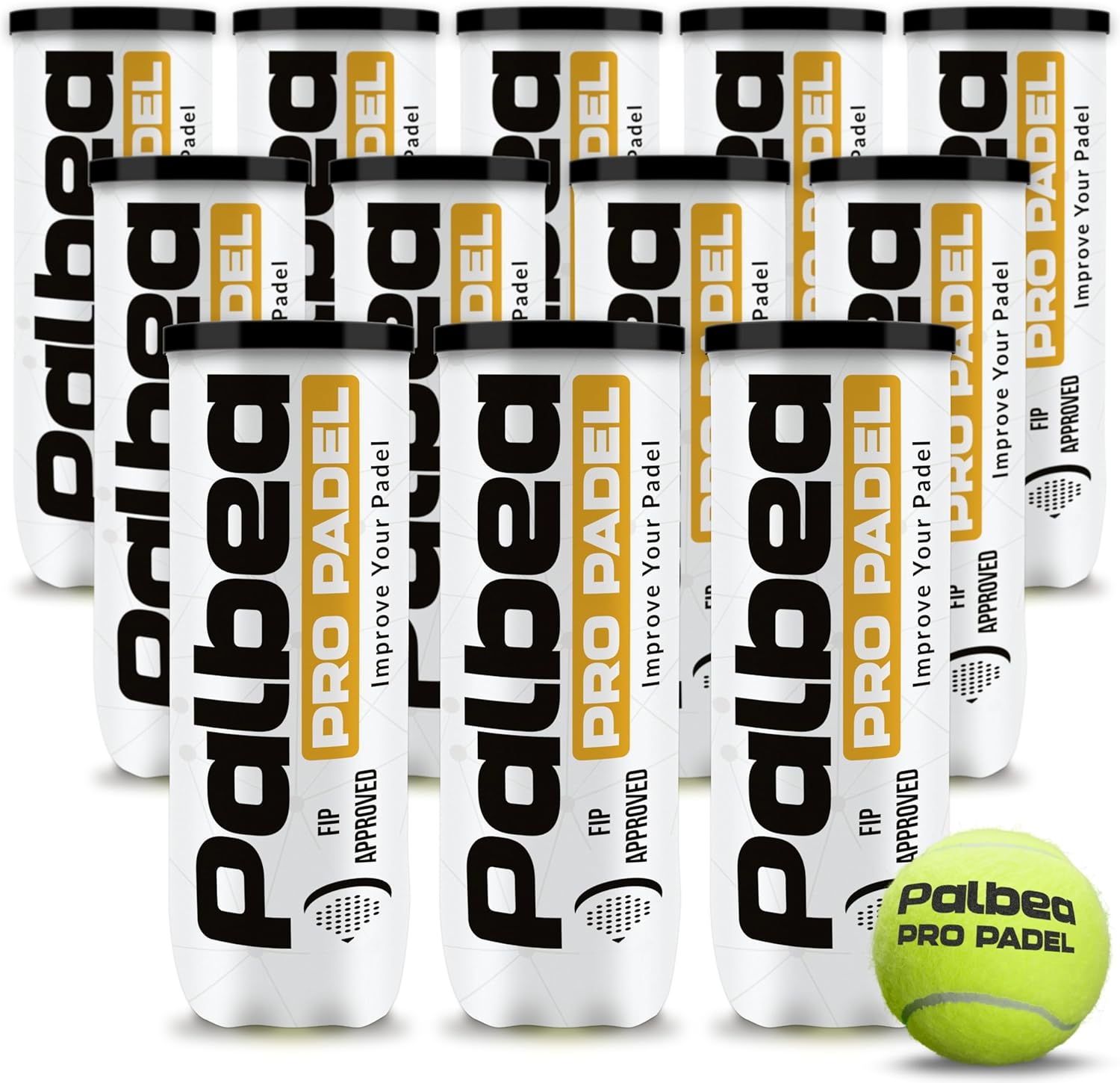 Pelotas de pádel Palbea PRO. 6\/12\/24 Tubos de 3 Pelotas de Pádel...