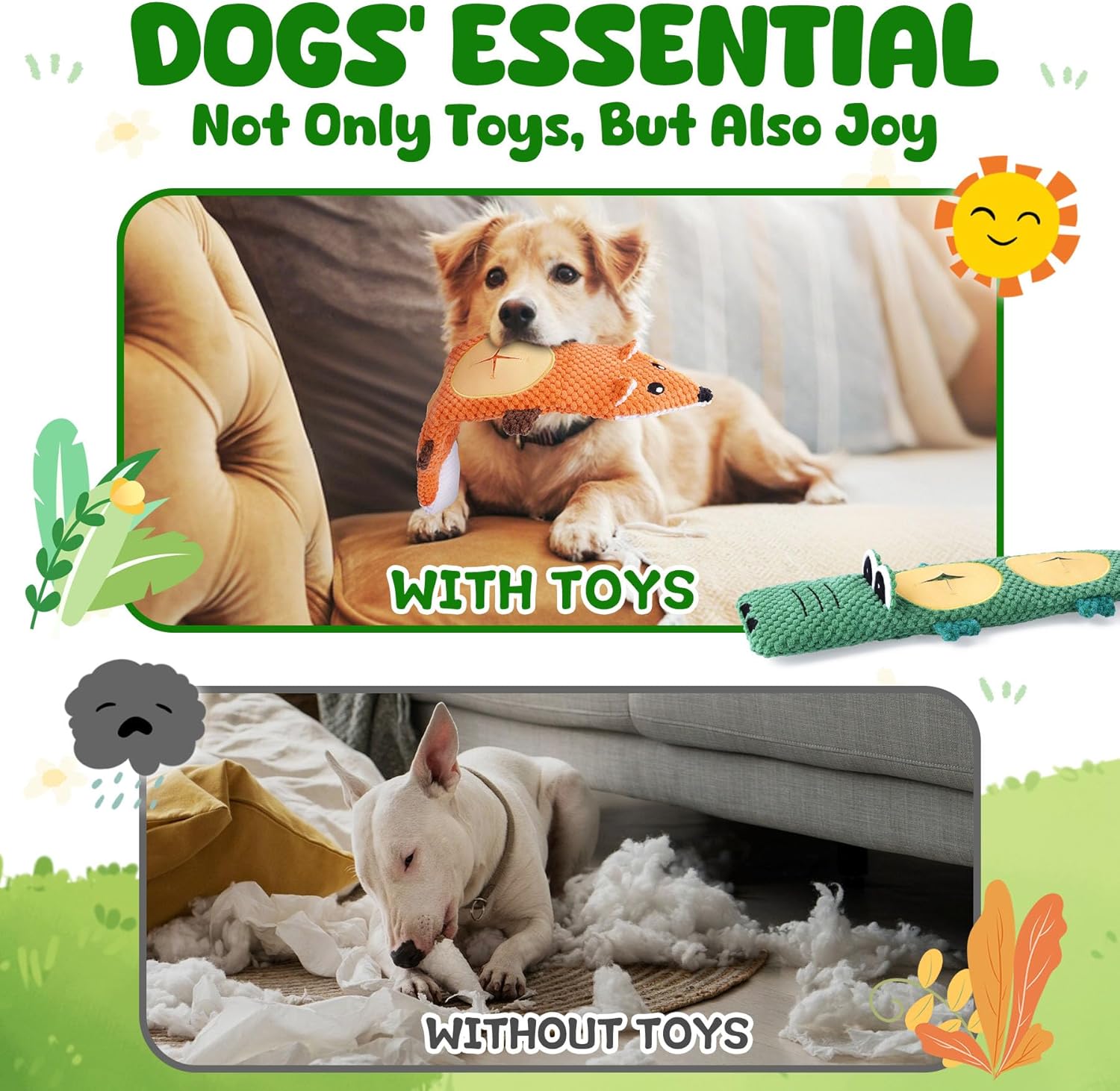 XIUGOAL Juguetes para perros para masticadores agresivos, paquete d...