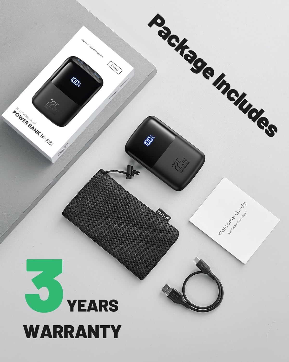 INIU Cargador portátil, la batería externa de 10000 mAh más pequeña...