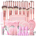 HGHDBT Juego de 70 brochas de maquillaje rosadas, kit de maquillaje...