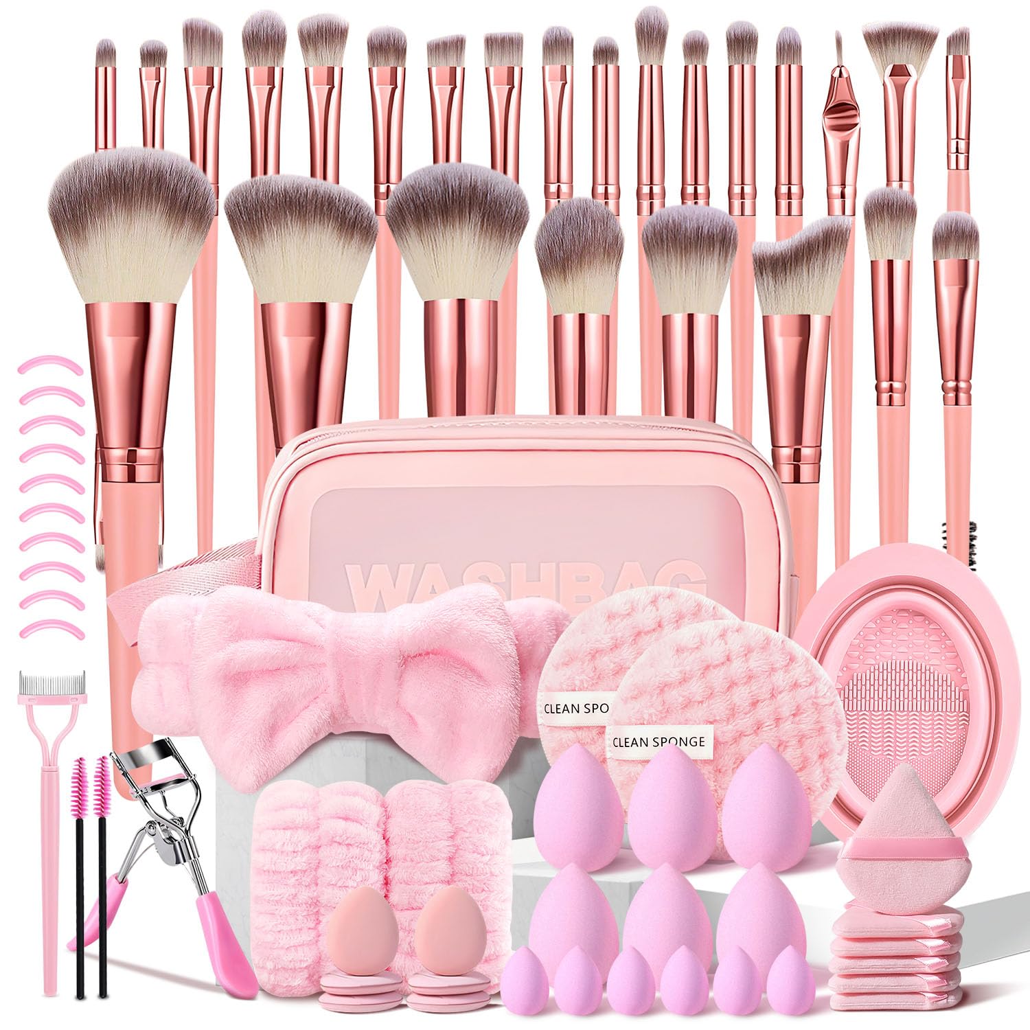 HGHDBT Juego de 70 brochas de maquillaje rosadas, kit de maquillaje...