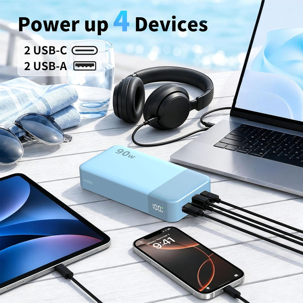 NOBIS Banco de energía de 90 W, 20,000 mAh, cargador portátil para...