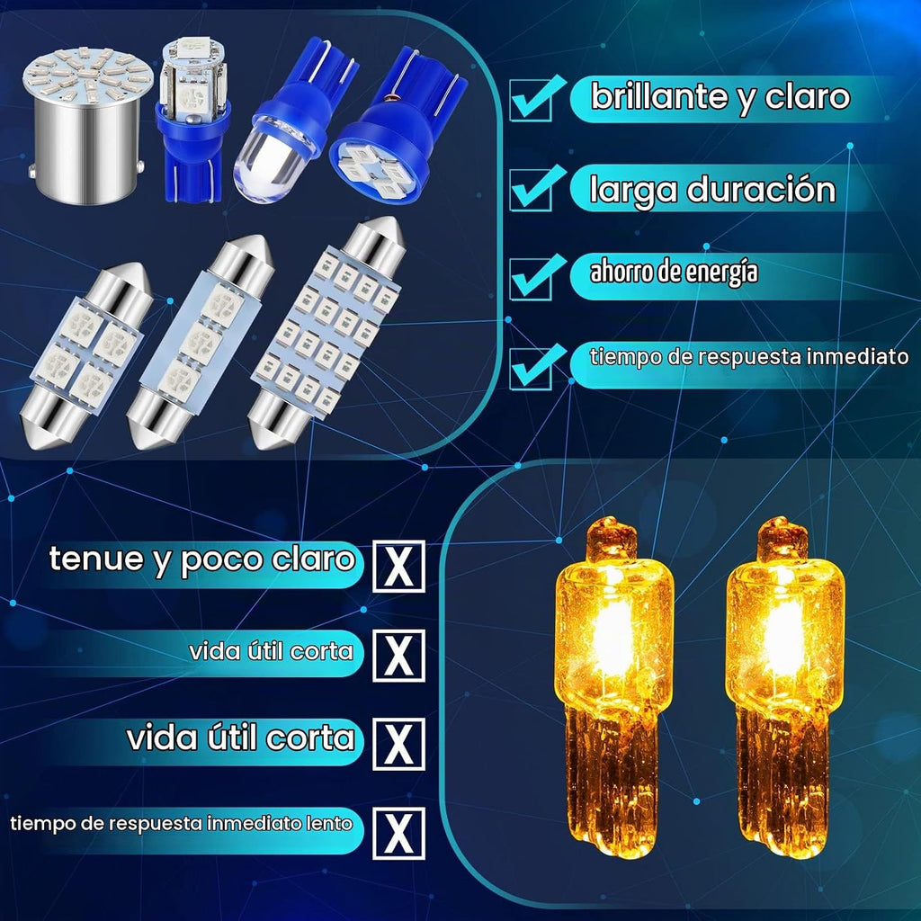 Frienda Kit de bombillas LED para coche, 70 piezas, luz interior, l...