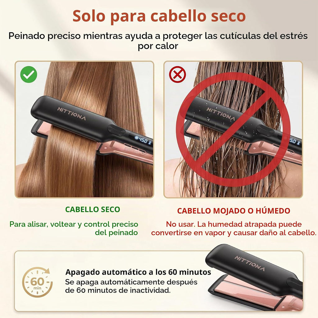 HITTIONA Plancha de pelo iónica de cerámica infrarroja con vibració...