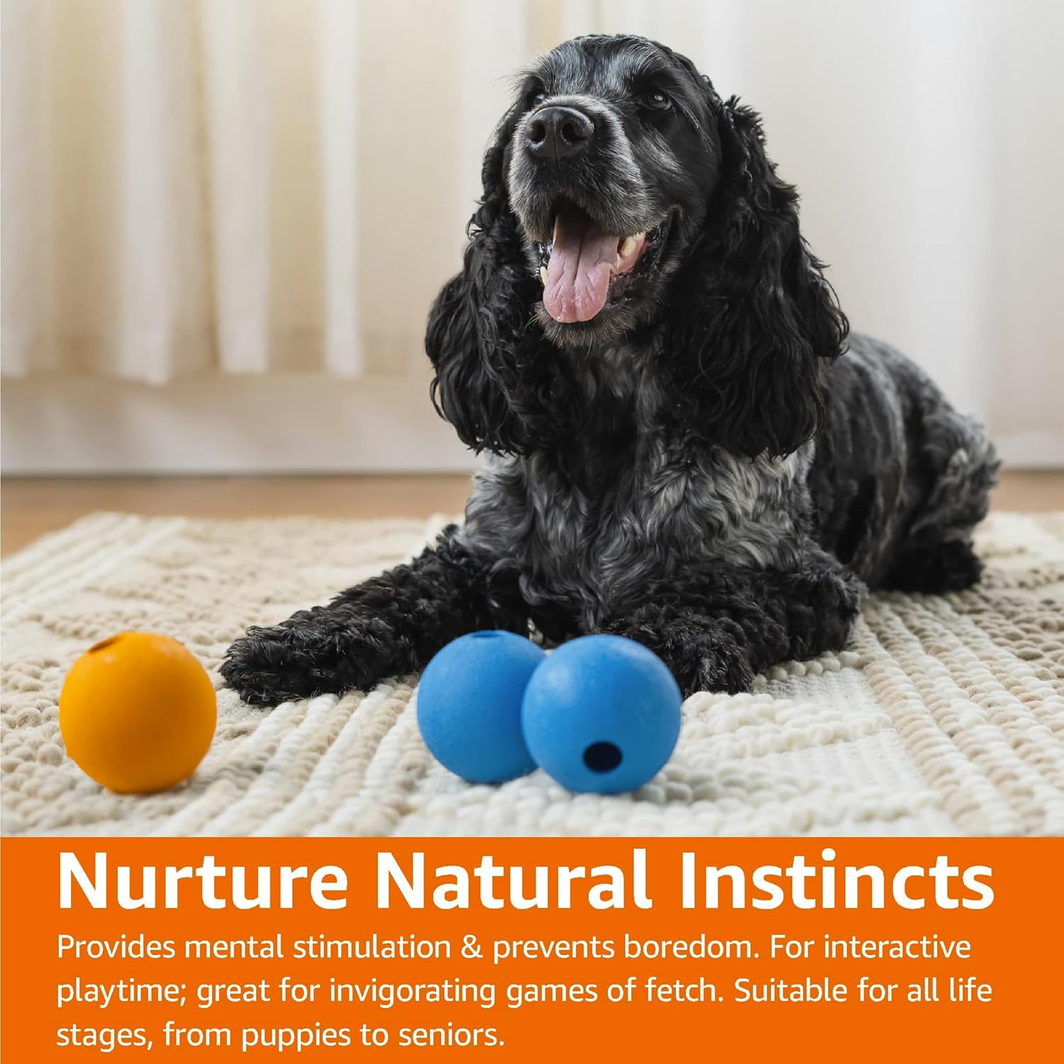 Amazon Basics Juguetes para perros, bolas interactivas de goma Supr...