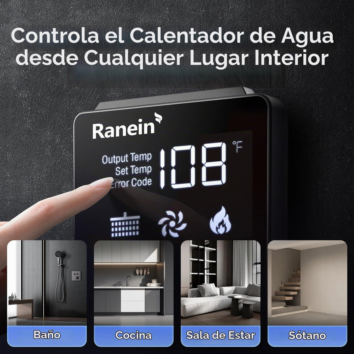 Ranein Calentador de agua sin tanque de gas propano, 5.3 GPM, 130,0...