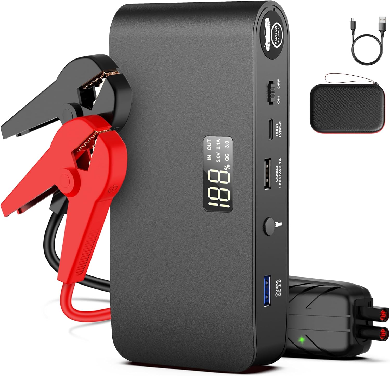 BooKoo Arrancador de Batería de Coche 4000A, Cables de Puente de Ba...