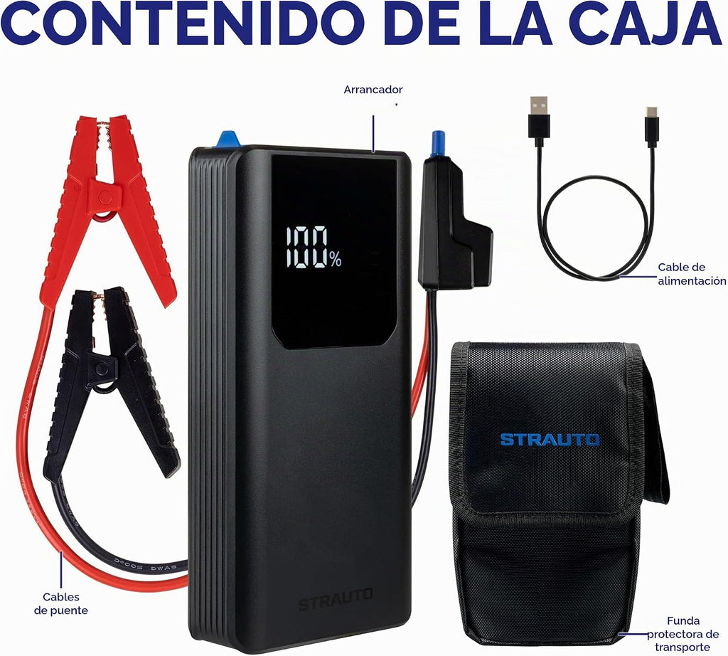 STRAUTO Arrancador de batería de coche, Paquete de batería de arran...