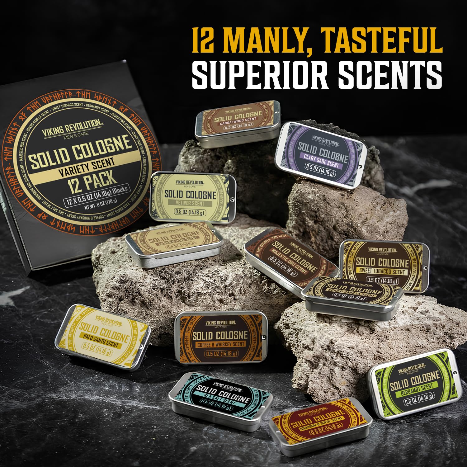 Viking Revolution Solid Cologne - Paquete de 12 unidades para hombr...