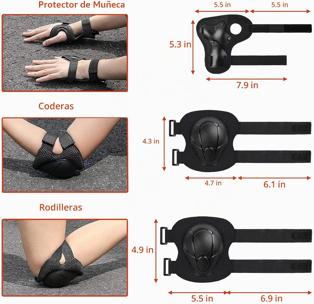 Juego de casco para niños con rodilleras, coderas y muñequeras, cas...