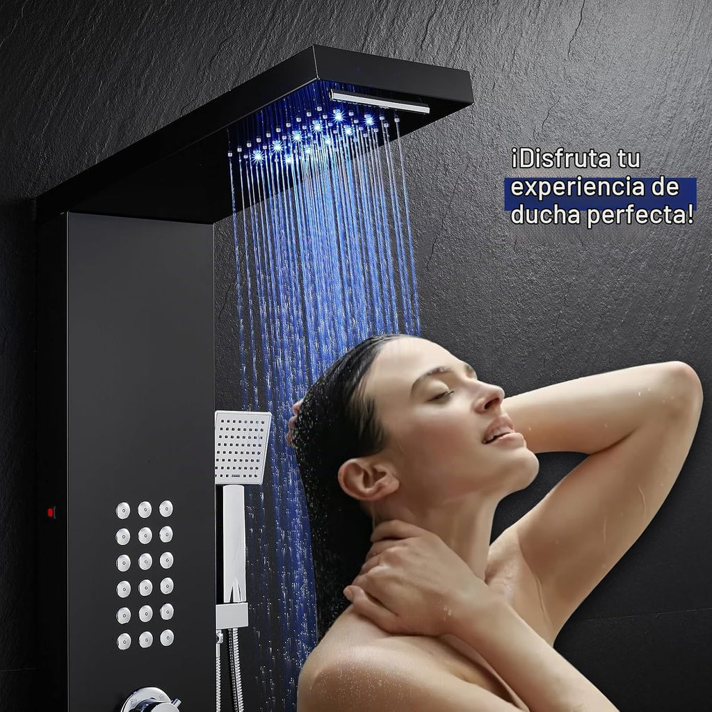 ROVATE 5 en 1 LED Rainfall - Panel de ducha con sistema de torre de...
