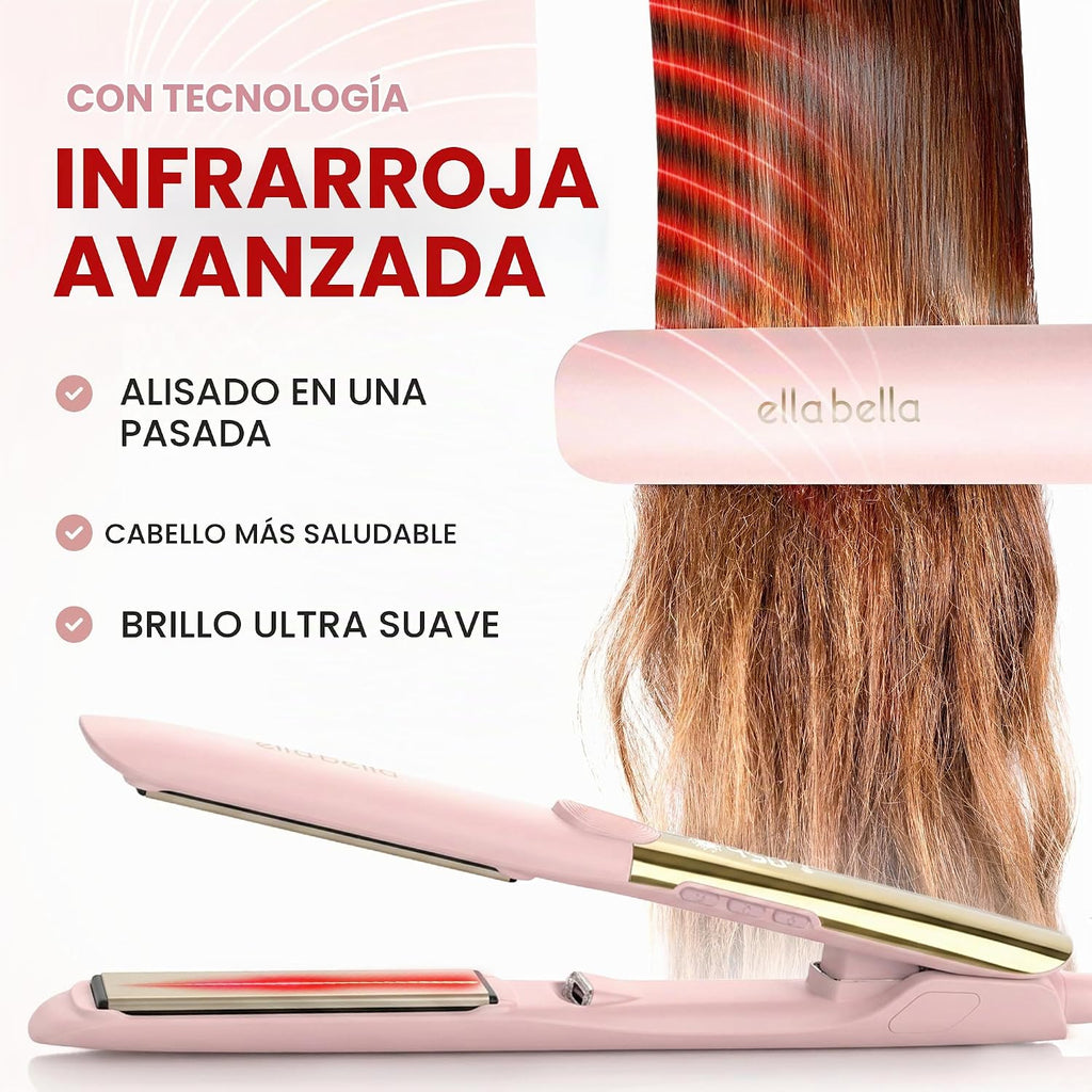ELLA BELLA® Plancha de titanio para el cabello (con infrarrojos) \u...