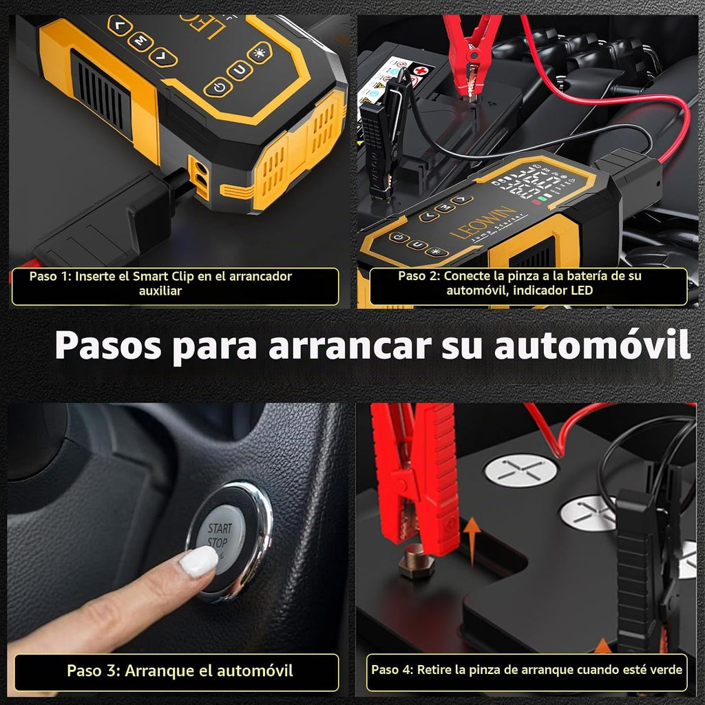 Arrancador con compresor de aire, arrancador de batería portátil (9...