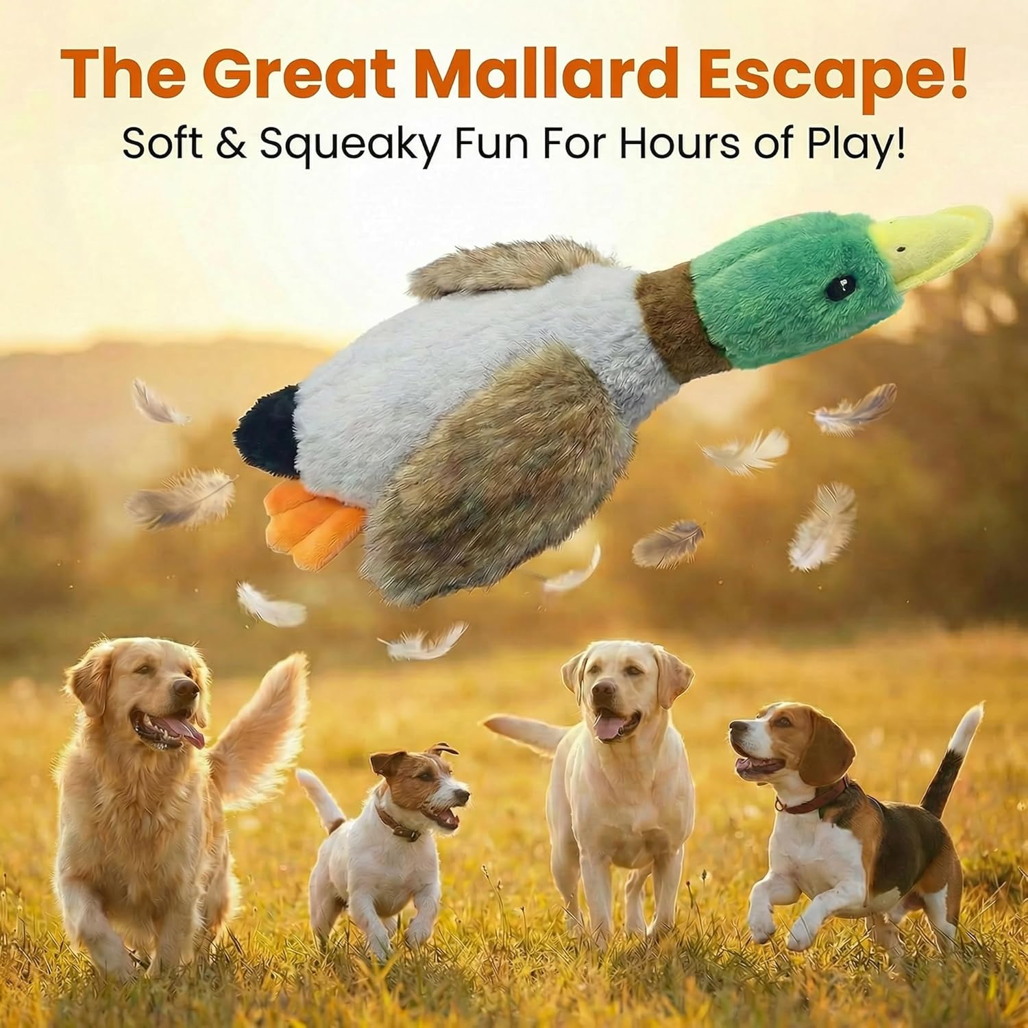 Paw-FECT - Juguete de pato de malardo, juguete de peluche chirriant...