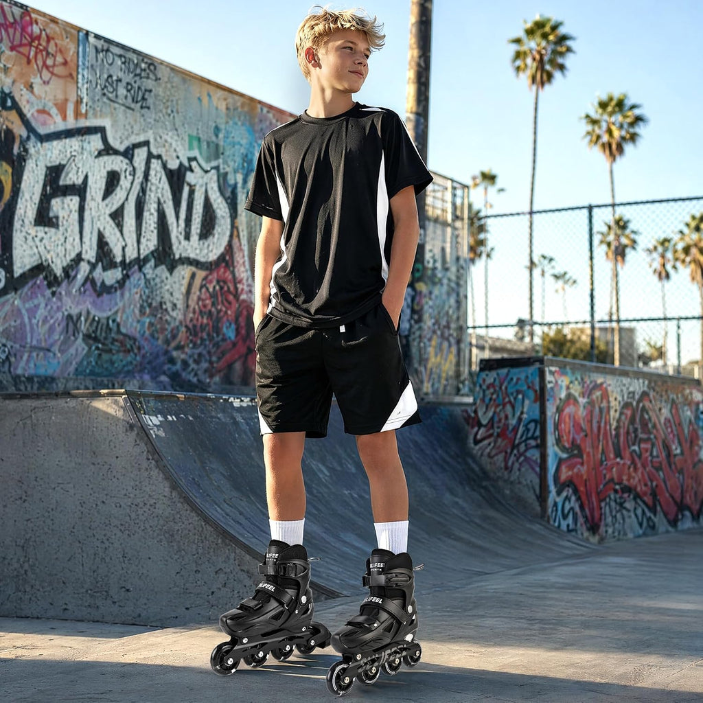 SULIFEEL Adjustable Light Up Kids Inline Skates Hard Shell Boys Gir...