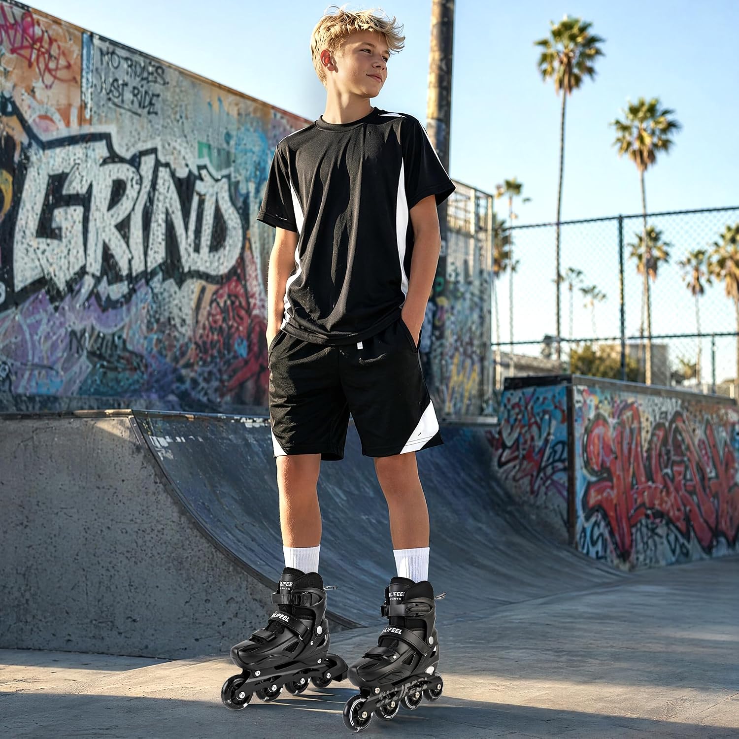 SULIFEEL Adjustable Light Up Kids Inline Skates Hard Shell Boys Gir...