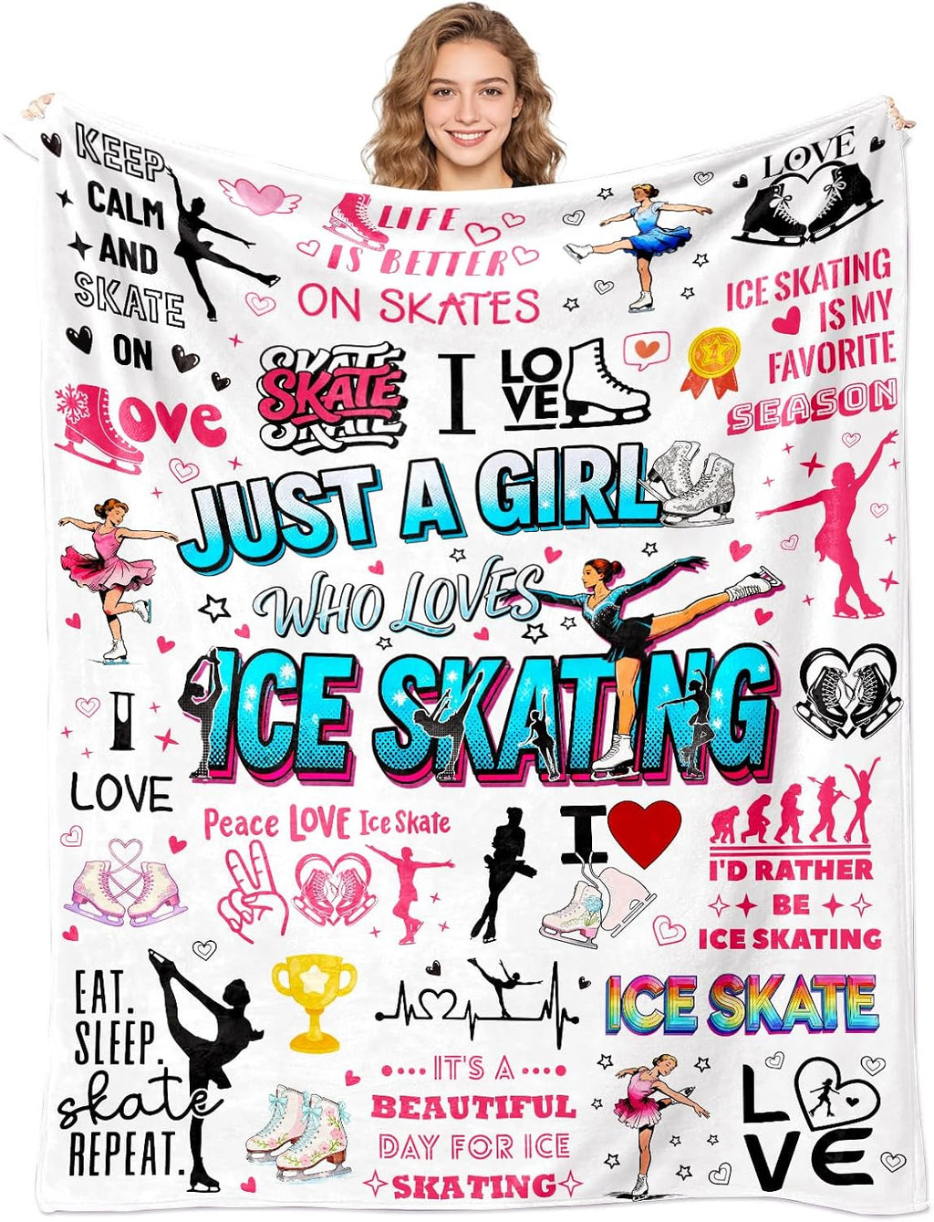 Regalos de patinaje sobre hielo para niñas, manta deportiva de pati...