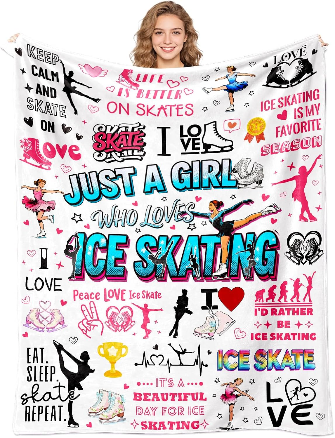 Regalos de patinaje sobre hielo para niñas, manta deportiva de pati...