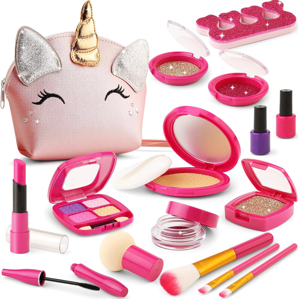Kit de maquillaje de simulación para niñas pequeñas, juego de maqui...