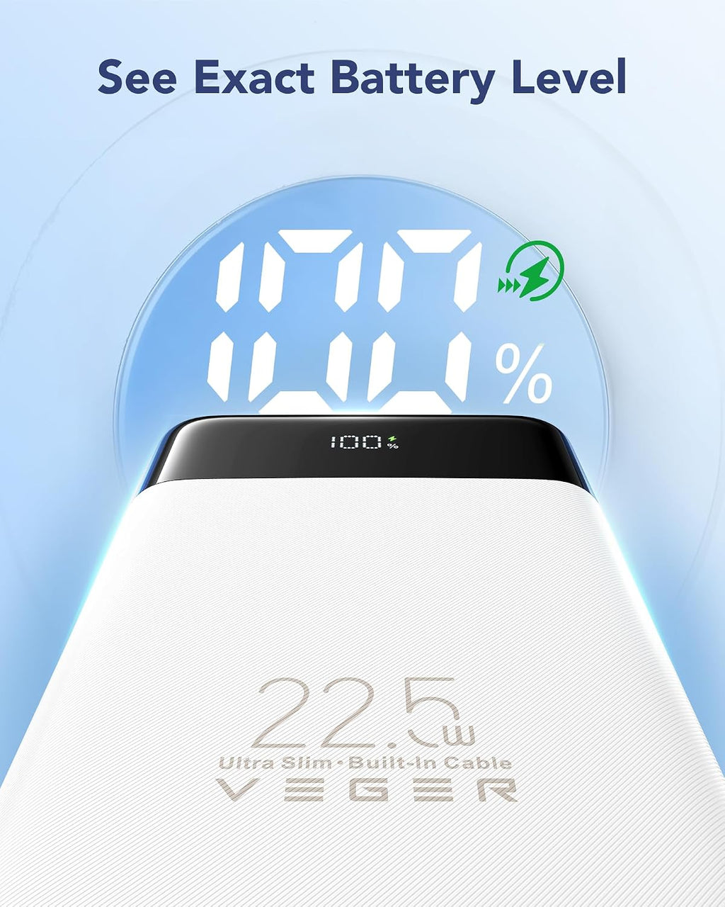 VEGER Cargador portátil de carga rápida de 22.5 W, banco de energía...