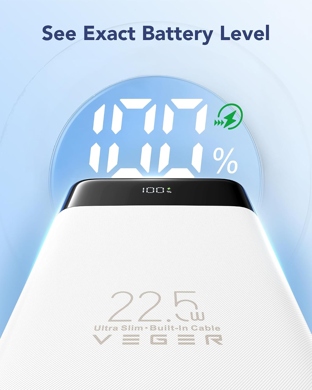 VEGER Cargador portátil de carga rápida de 22.5 W, banco de energía...