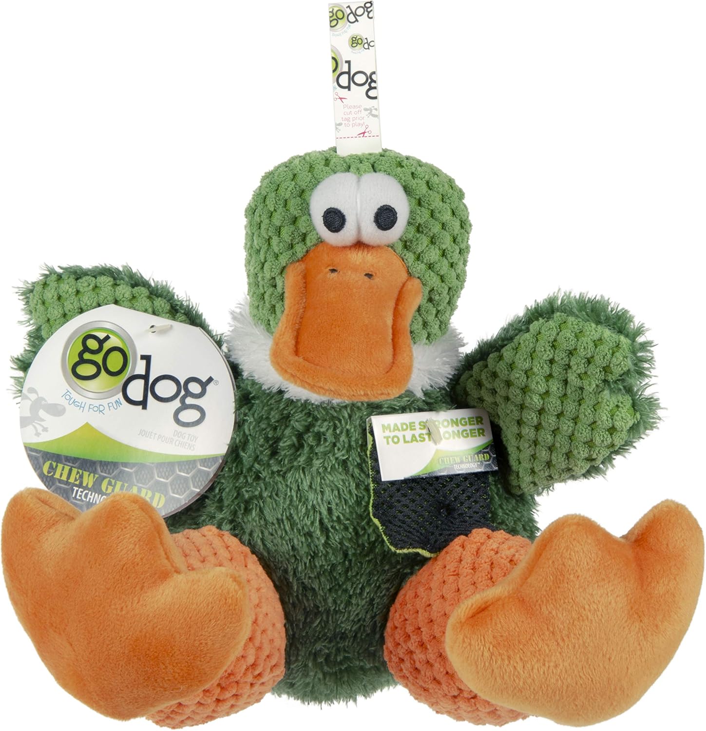 goDog Checkers Pato Sentado - Juguete chirriante de peluche para pe...