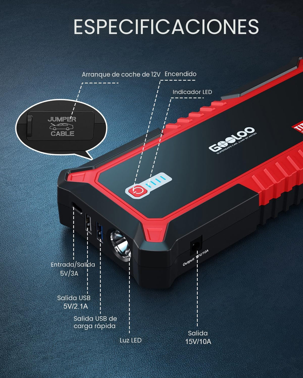 GOOLOO - Arrancador de batería para automóvil GP3000 mejorado de 30...