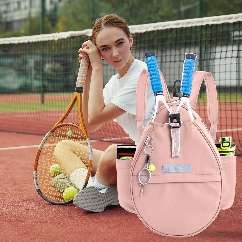 SPORJET Mochila de Tenis con Soporte para 2 Raquetas, Bolsa de Raqu...