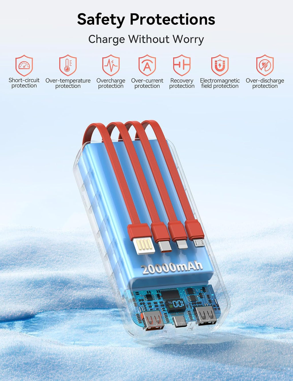 Cargador portátil, 20000 mAh 22.5 W, cargador de energía de carga r...
